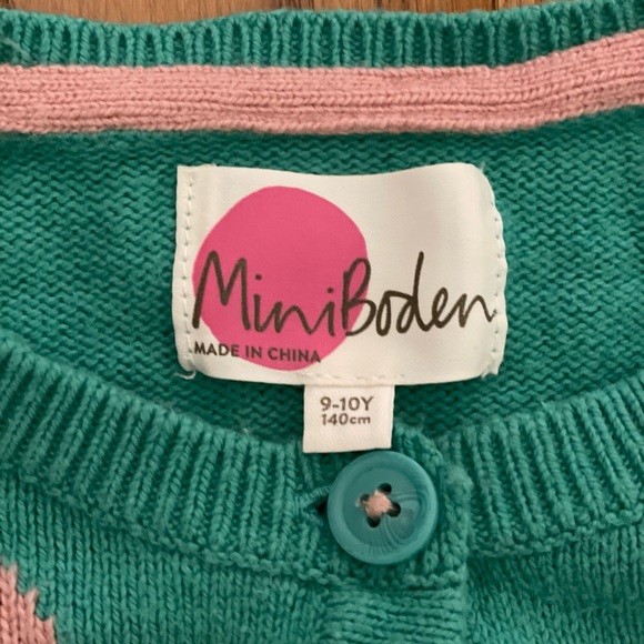 Mini Boden Green Bird Cardigan Sweater Size 9/10 - Picture 5 of 6